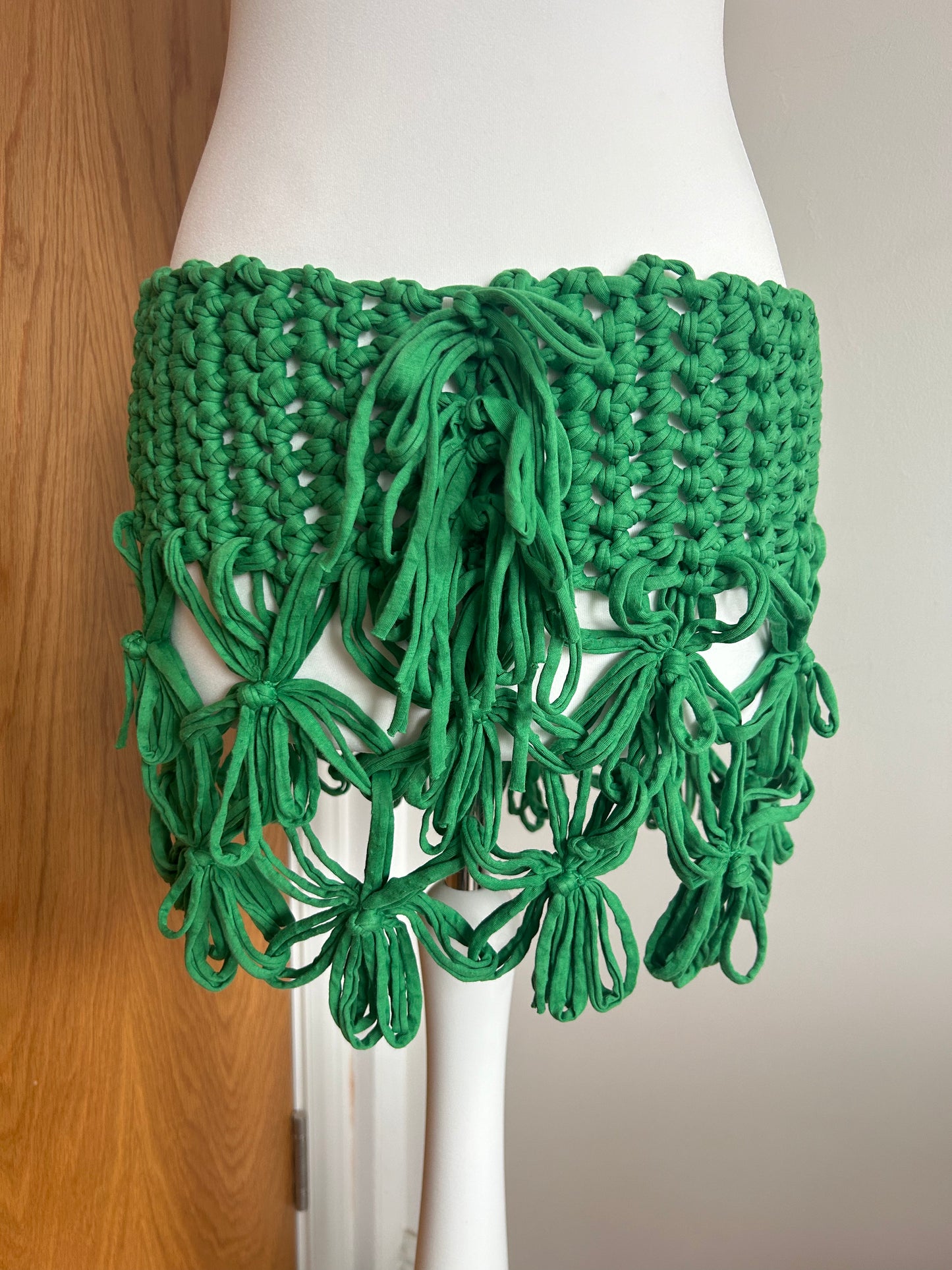 Green Flower Chain Mini Skirt