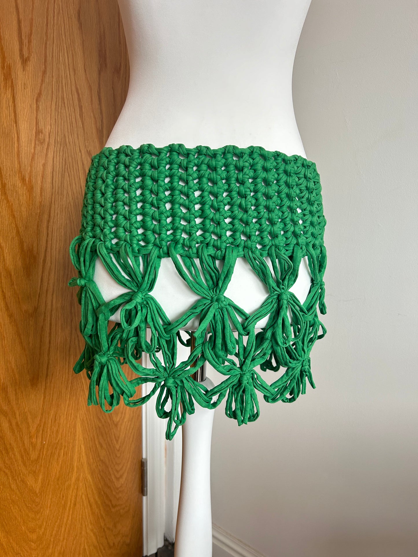 Green Flower Chain Mini Skirt