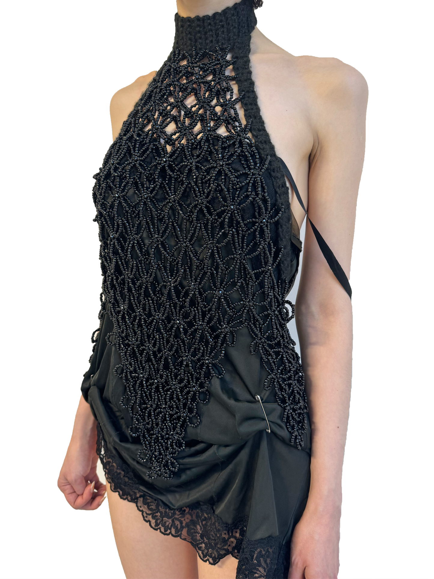 Black Flowerchain Top ( ready to ship )