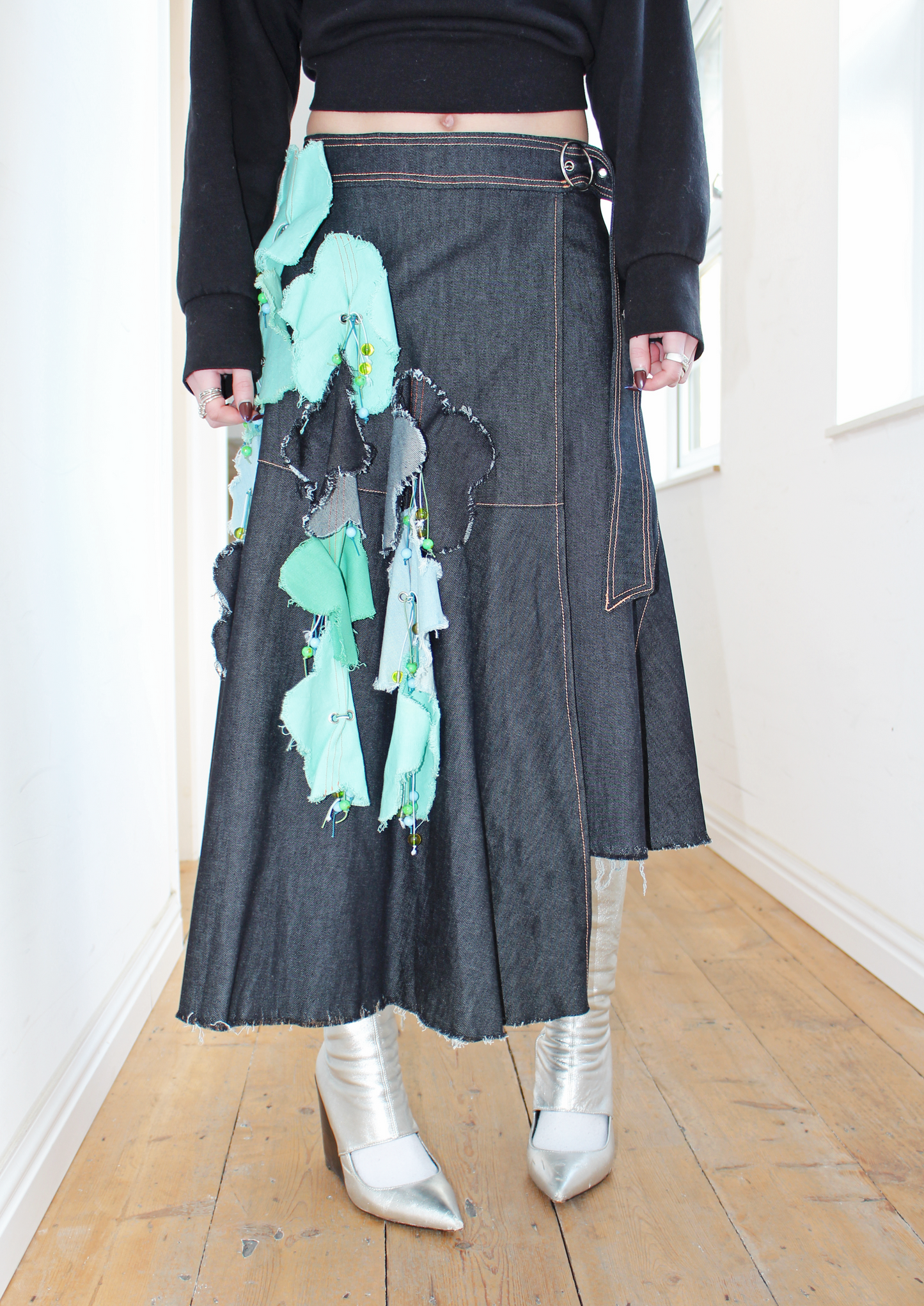 Denim Jigsaw Skirt ( ready to ship )