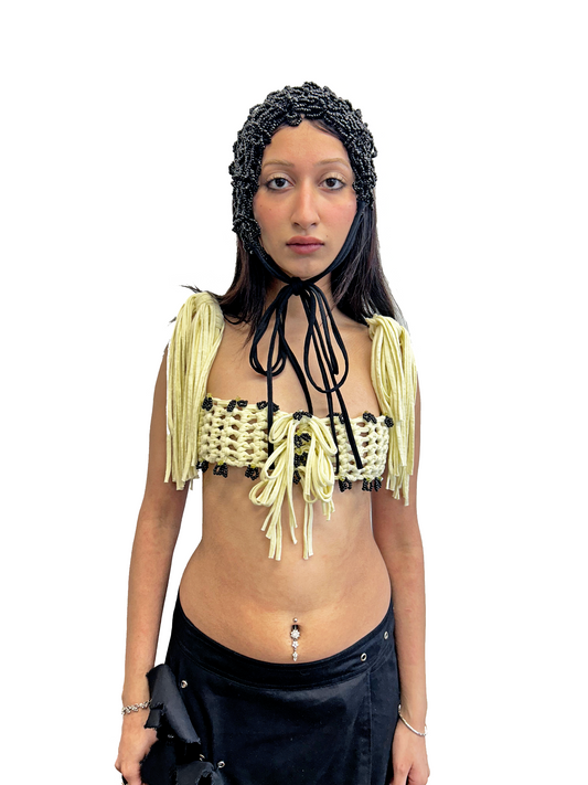 Yellow Bra Top with Beads ( ready to ship )