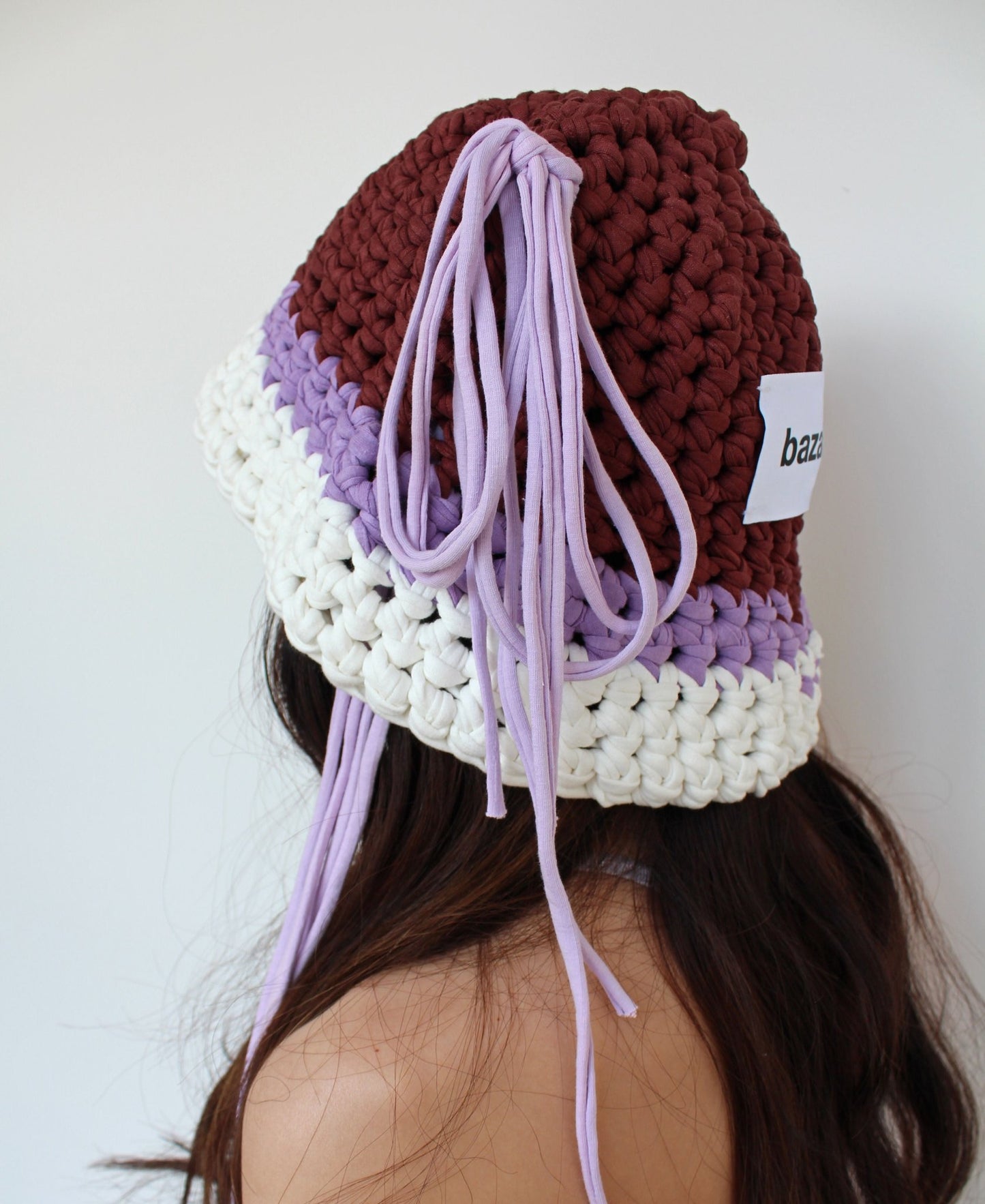 Brown, Lilac & White Chunky Hat - Bazaare All Products