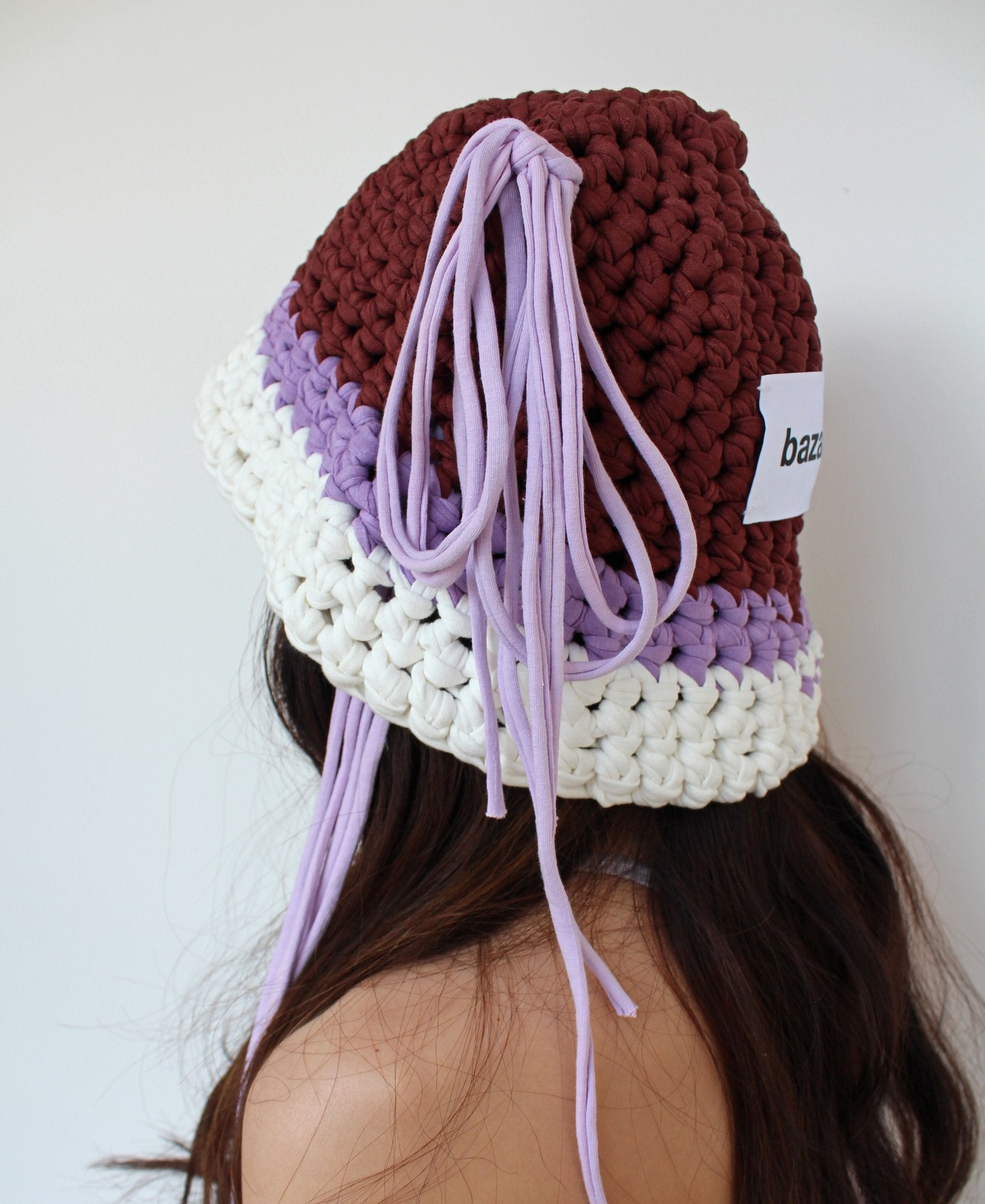Brown, Lilac & White Chunky Hat - Bazaare All Products