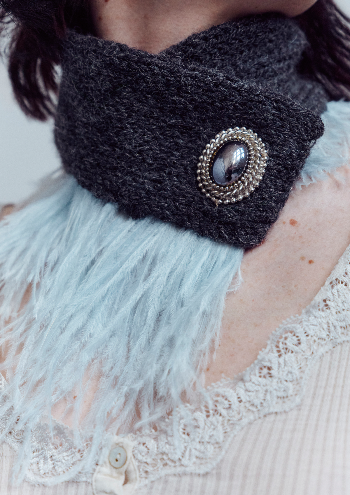 Dark Gray Mini Scarf