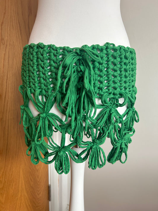 Green Flower Chain Mini Skirt