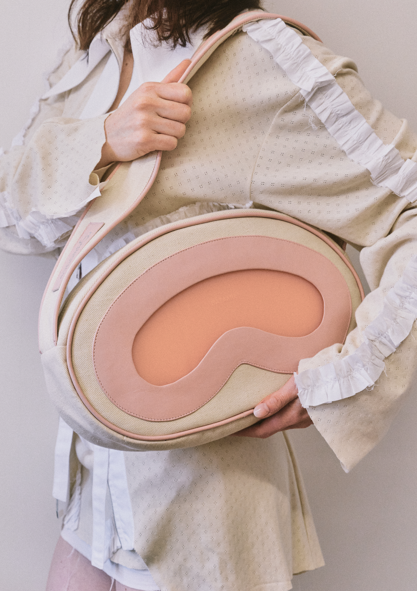 Goggle Bag ( Beige & Pink )