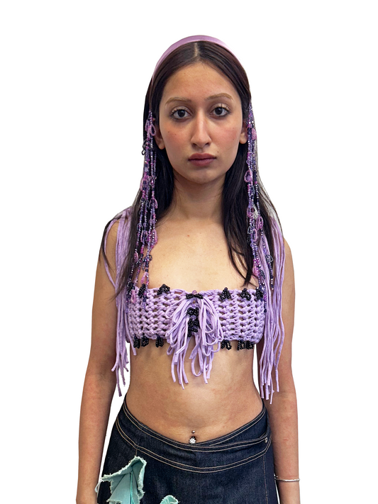 Lilac Bra Top with Beads ( ready to ship )