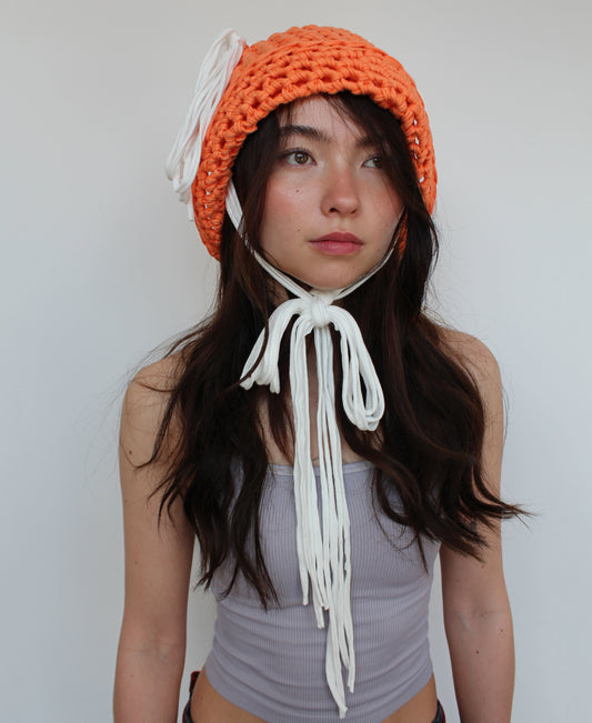 Orange & White Chunky Hat - Bazaare