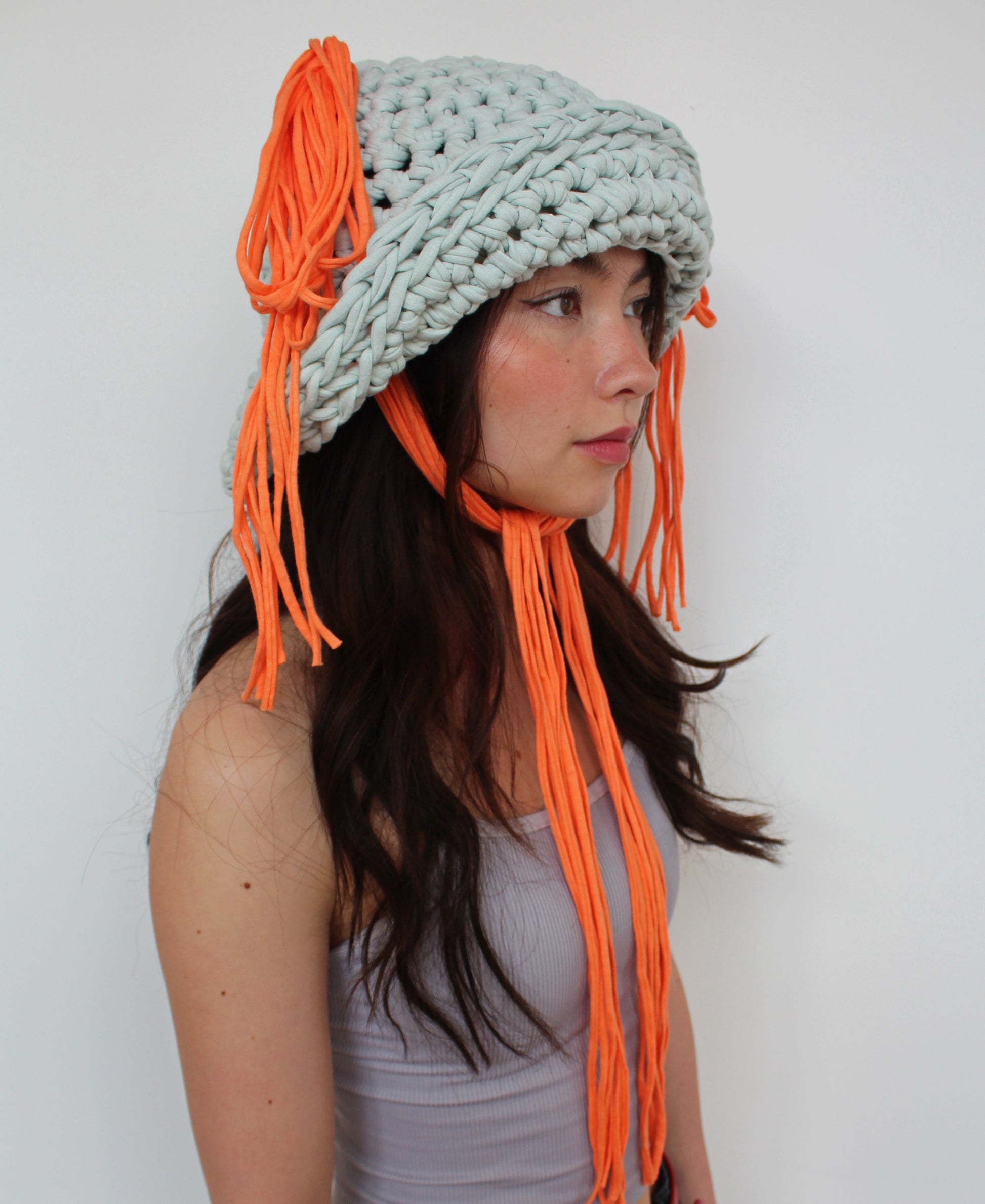 Soft Green & Orange Chunky Hat - Bazaare