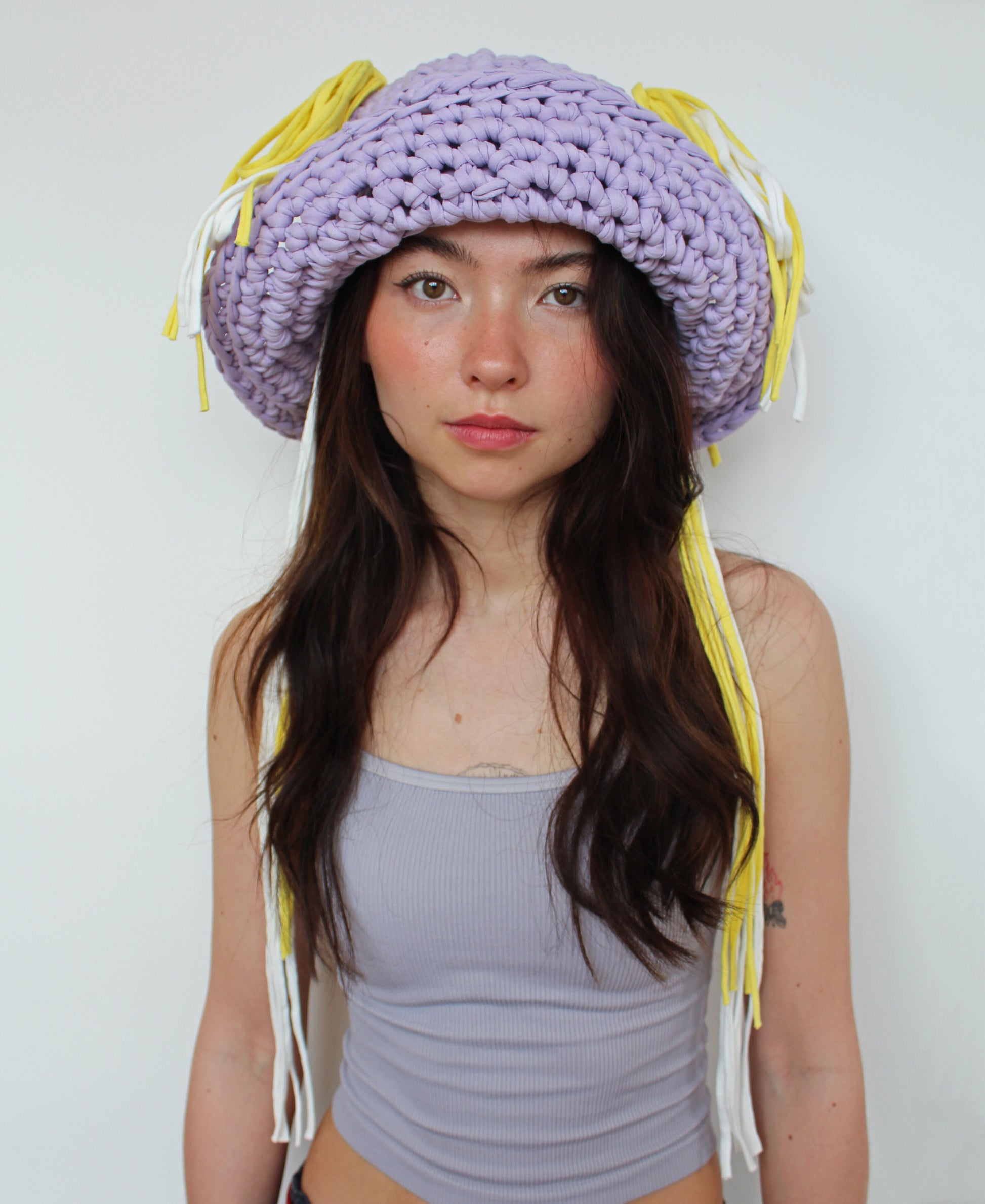 Lilac & Yellow Chunky Hat - Bazaare