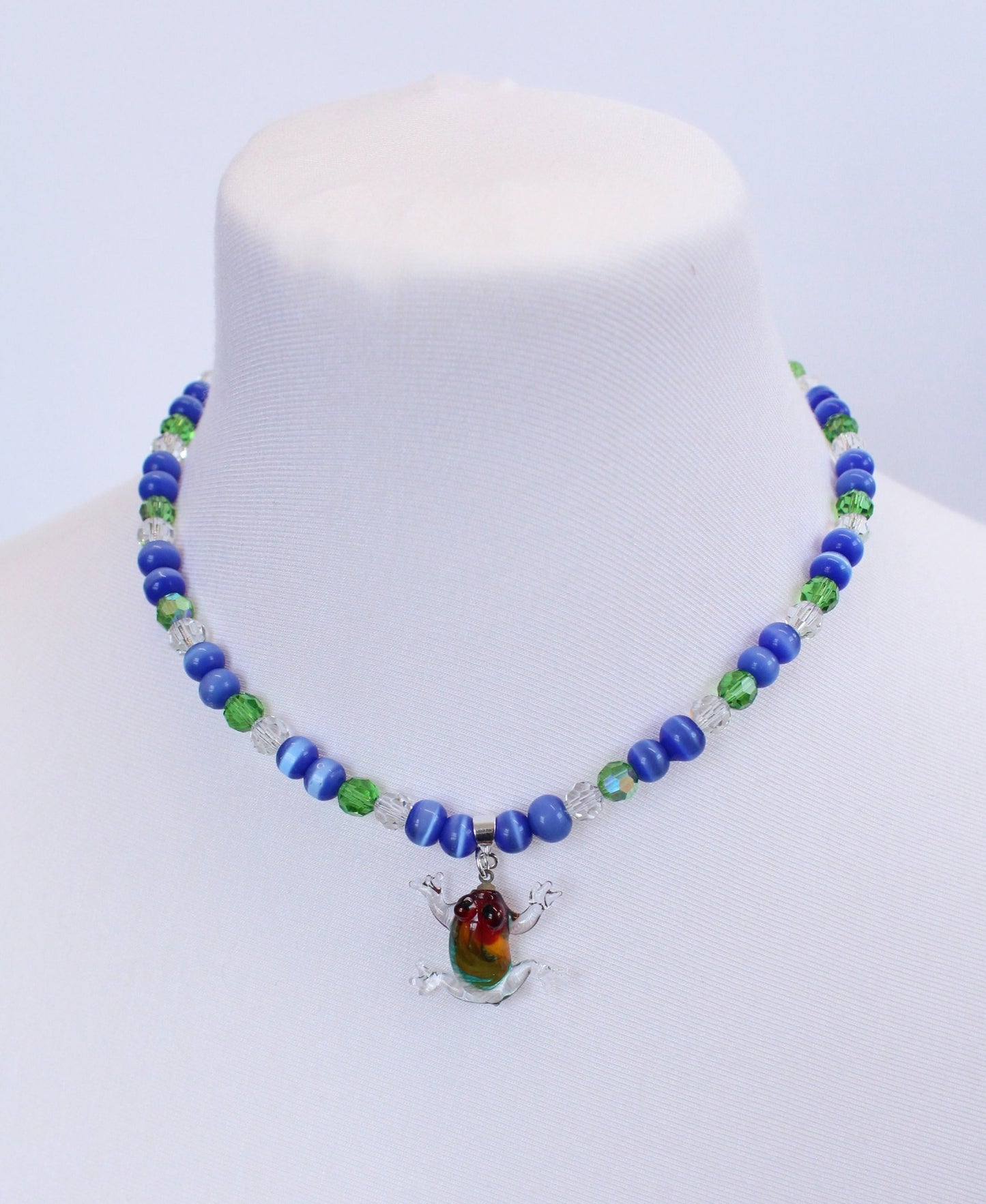 Dark Blue & Green Glass Frog Necklace - Bazaare All Products