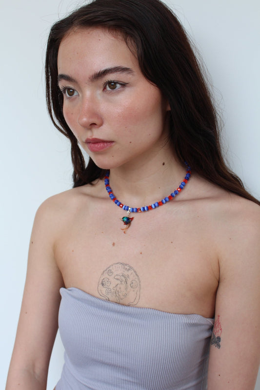 Dark Blue & Orange Glass Dolphin Necklace - Bazaare All Products