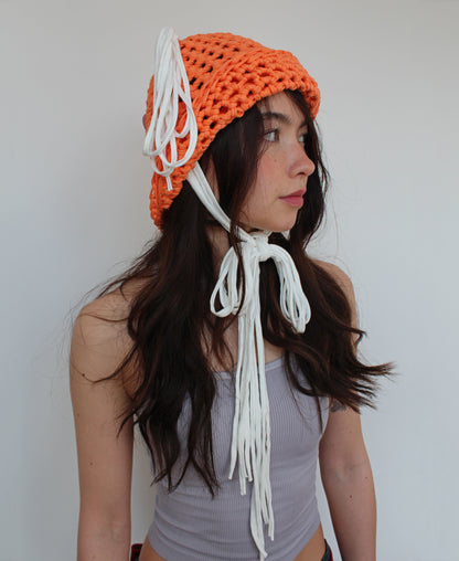 Orange & White Chunky Hat - Bazaare
